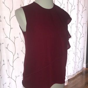 Maroon Blouse Asymmetrical with Back Pearl Keyhole